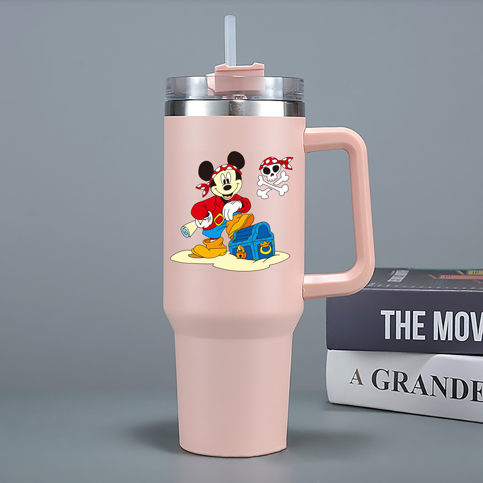 （画像用） ミッキーマウス Mickey Mouse 1200mL車用タンブラー - クリスタルステッカー（プラスチックストロー付き）